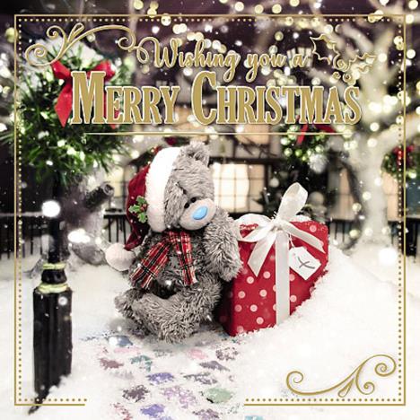 3D Holographic Bear Sat With Large Present Me to You Bear Christmas Card £2.69